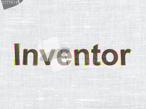 Image of Science concept: Inventor on fabric texture background