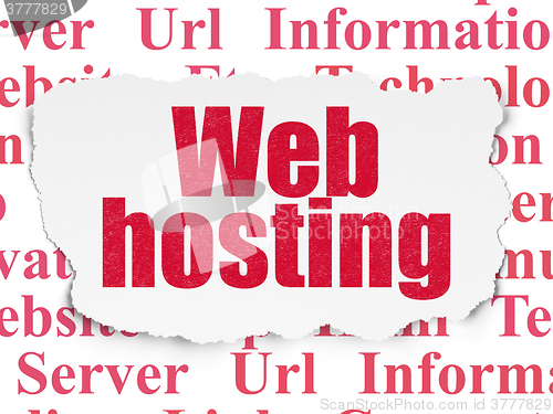 Image of Web development concept: Web Hosting on Torn Paper background