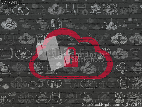 Image of Cloud technology concept: Cloud With Padlock on wall background