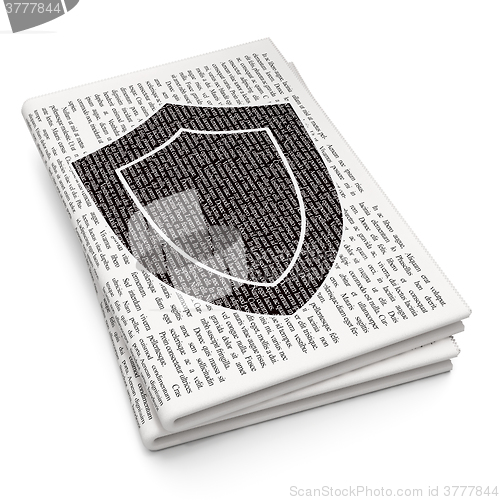 Image of Safety concept: Shield on Newspaper background