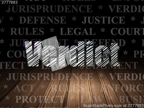 Image of Law concept: Verdict in grunge dark room