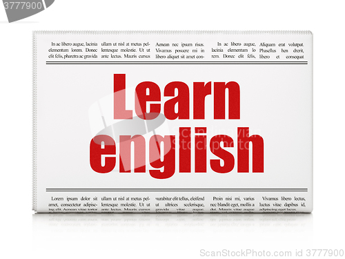 Image of Education concept: newspaper headline Learn English