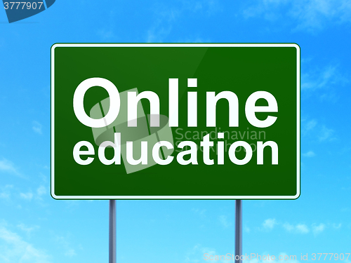 Image of Education concept: Online Education on road sign background