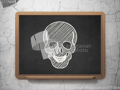 Image of Healthcare concept: Scull on chalkboard background