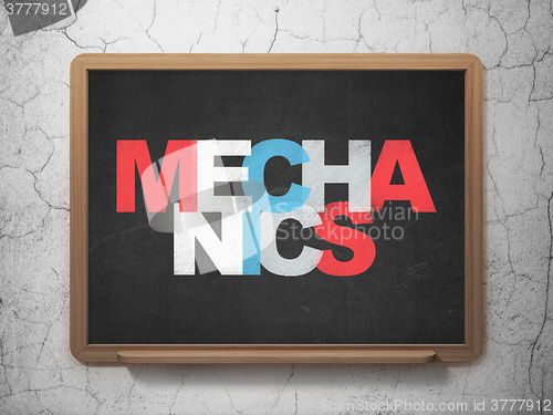 Image of Science concept: Mechanics on School Board background