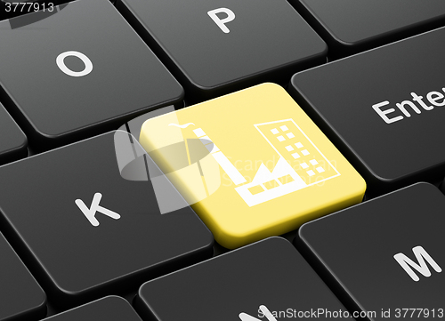 Image of Business concept: Industry Building on computer keyboard background