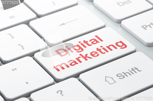 Image of Advertising concept: Digital Marketing on computer keyboard background