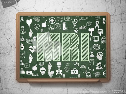 Image of Medicine concept: MRI on School Board background