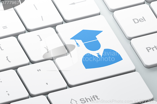 Image of Education concept: Student on computer keyboard background