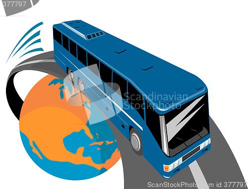 Image of Bus traveling off the globe