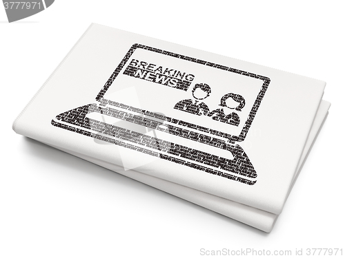 Image of News concept: Breaking News On Laptop on Blank Newspaper background