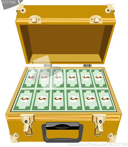 Image of Gold briefcase with money