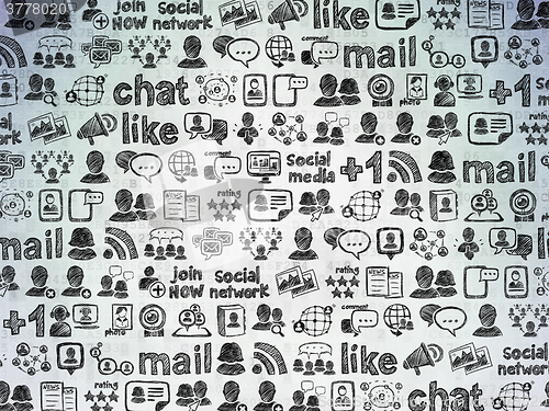 Image of Digital background: Digital Paper with  Hand Drawn Social Network Icons