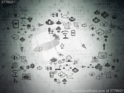 Image of Digital background: Digital Paper with  Hand Drawn Cloud Technology Icons