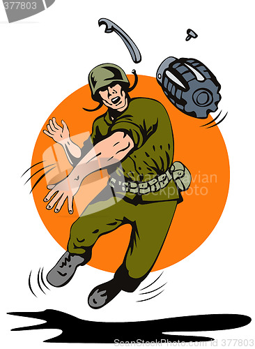 Image of Soldier throwing a grenade in front