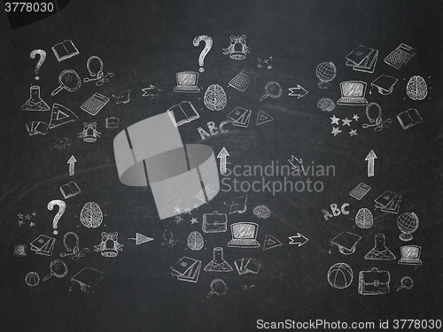 Image of Education background: School Board with Painted Hand Drawn Education Icons