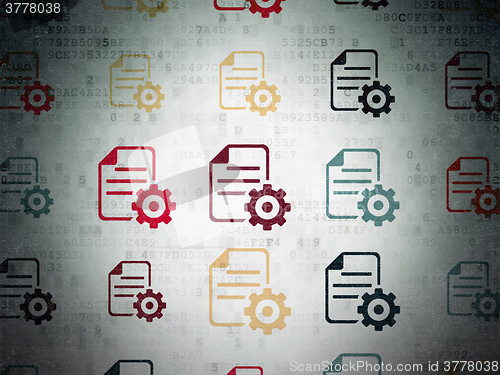 Image of Database concept: Gear icons on Digital Paper background