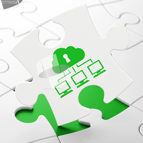 Image of Cloud computing concept: Cloud Network on puzzle background