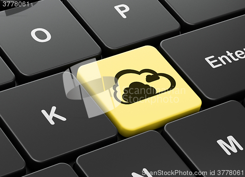 Image of Cloud networking concept: Cloud on computer keyboard background