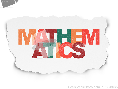Image of Learning concept: Mathematics on Torn Paper background