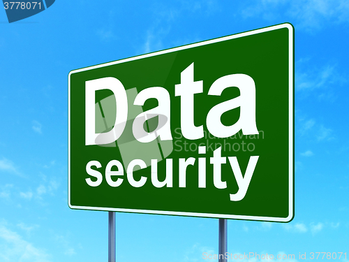 Image of Protection concept: Data Security on road sign background