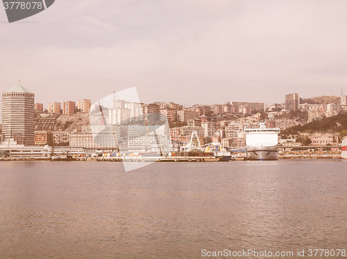 Image of View of Genoa Italy from the sea vintage