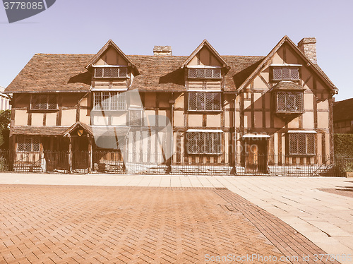 Image of Shakespeare birthplace in Stratford upon Avon vintage