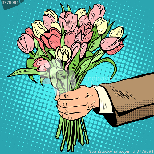 Image of bouquet tulips flowers gift