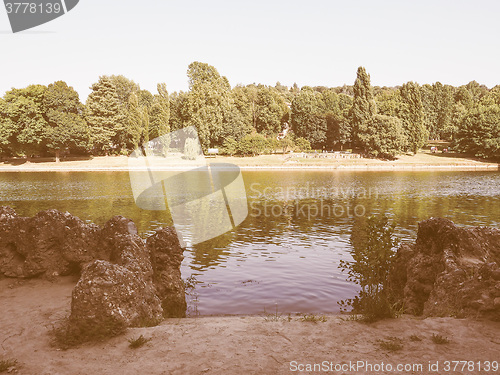 Image of Retro looking River Po in Turin