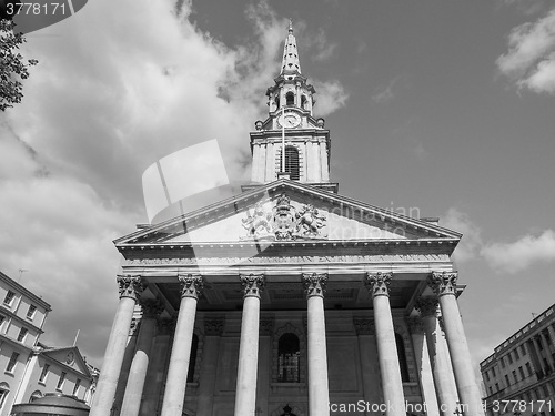 Image of Black and white St Martin church in London