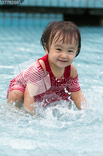 Image of Chinese Little Girl Playing in Water