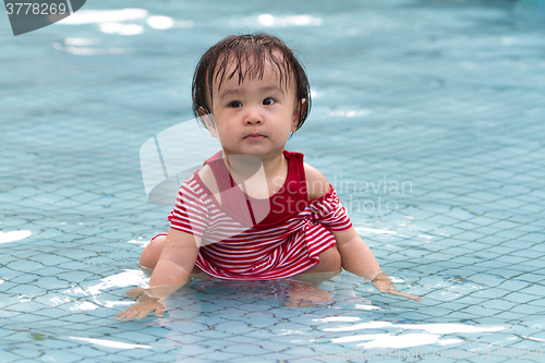 Image of Chinese Little Girl Playing in Water