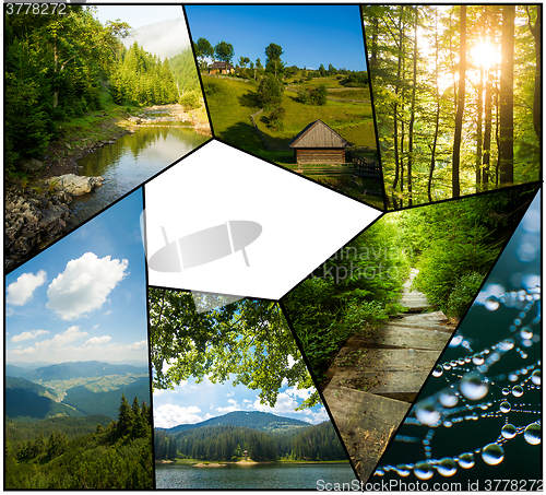 Image of The collage of Carpathian mountains summer landscapes 