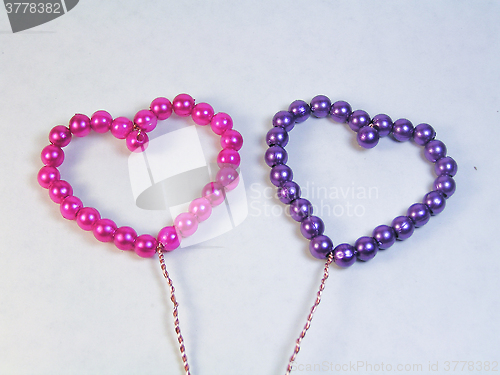 Image of hearts made of beads