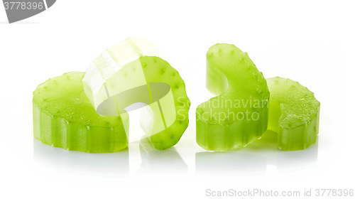 Image of celery sticks on white background