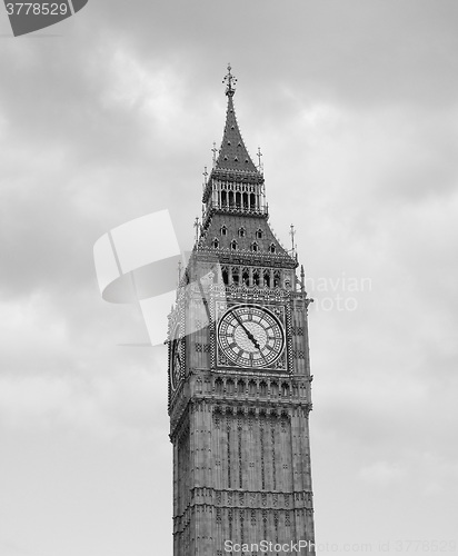 Image of Black and white Big Ben in London