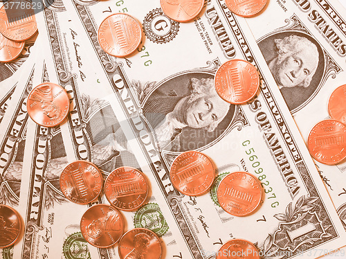 Image of  Dollar coins and notes vintage