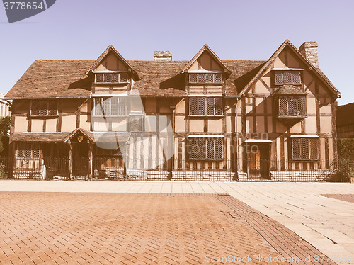 Image of Shakespeare birthplace in Stratford upon Avon vintage