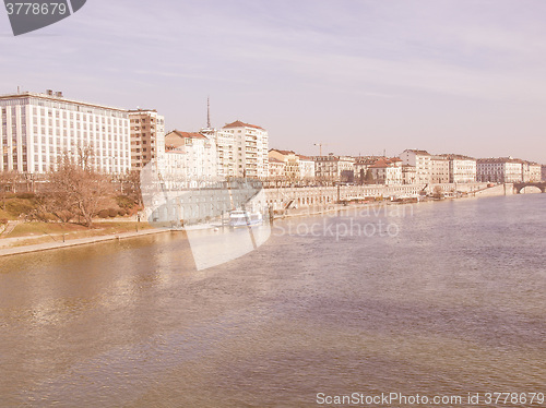 Image of River Po, Turin, Italy vintage