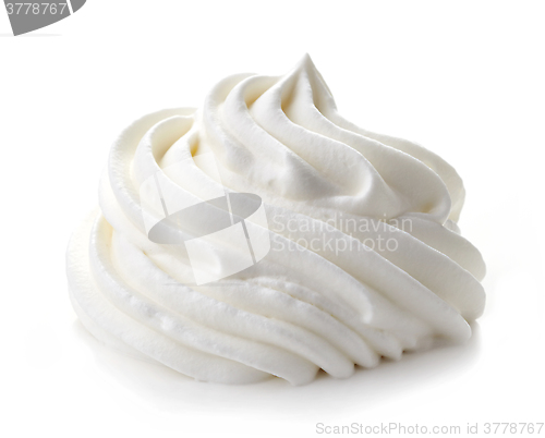 Image of whipped cream on white background