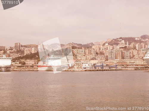 Image of View of Genoa Italy from the sea vintage