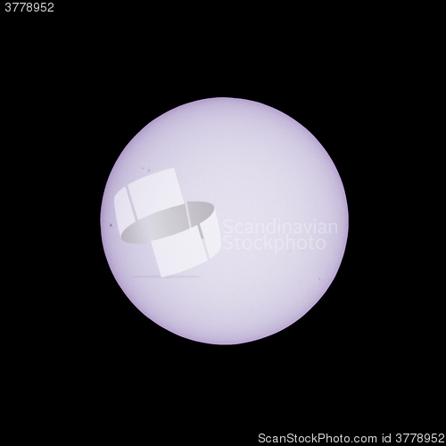 Image of Sun with sunspots seen with telescope