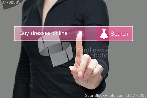 Image of girl clicks on virtual keyboard - buy online Dress