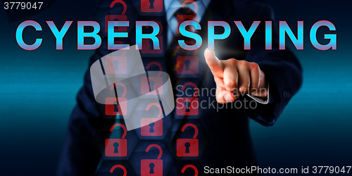 Image of Competitor pressing CYBER SPYING Onscreen