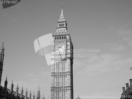 Image of Black and white Big Ben in London