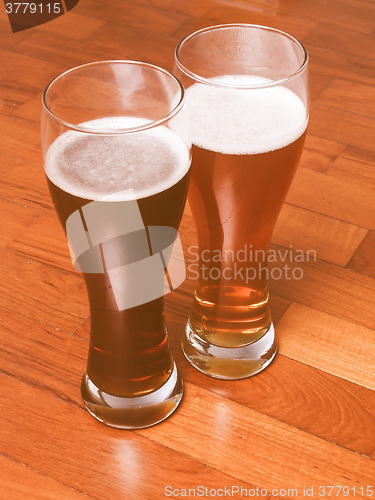 Image of Retro looking Two glasses of German beer