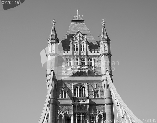 Image of Black and white Tower Bridge in London