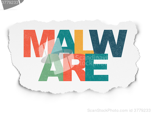 Image of Protection concept: Malware on Torn Paper background
