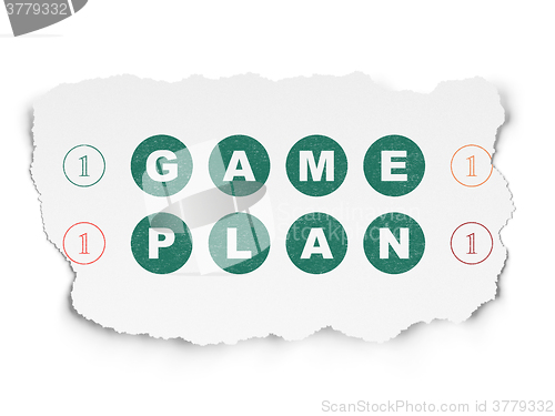 Image of Business concept: Game Plan on Torn Paper background