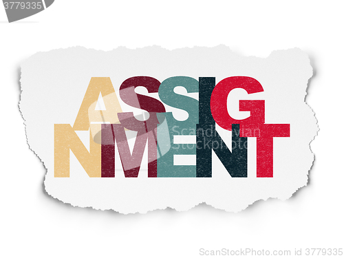 Image of Law concept: Assignment on Torn Paper background